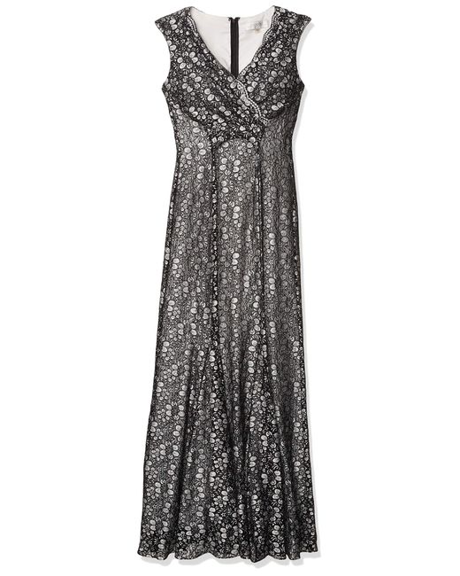 Tahari Black By Arthur S. Levine Stretch Lace Two Tone Gown
