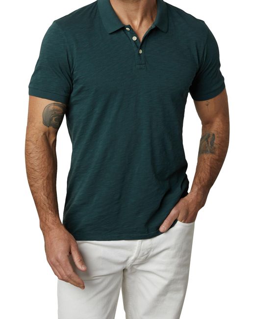 Velvet By Graham & Spencer Green Niko Short Sleeve Cotton Slub Polo Shirt for men
