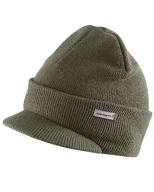 Carhartt Knit Hat With Visor,army Green,one Size for men