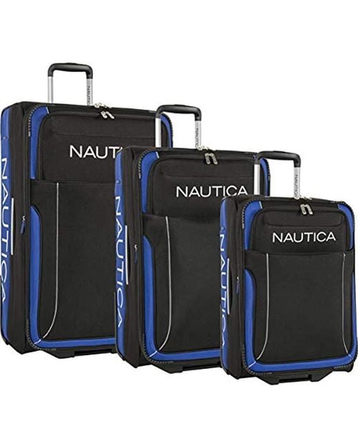 Nautica Black 3 Piece Expandable Spinner Luggage Set for men