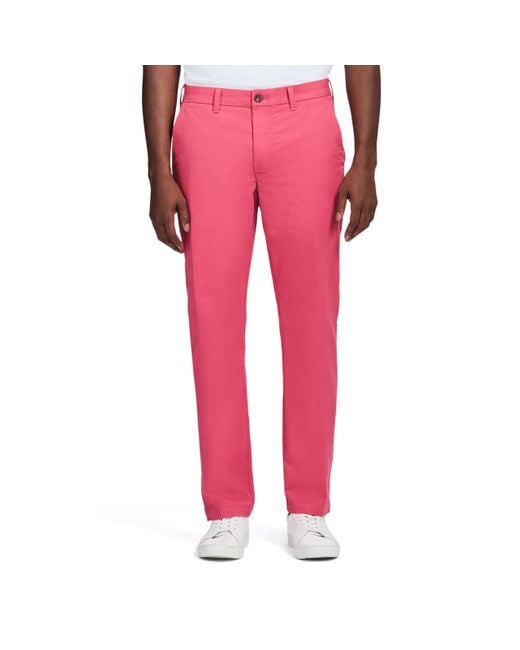 Izod Pink Performance Stretch Straight Fit Flat Front Chino Pant for men