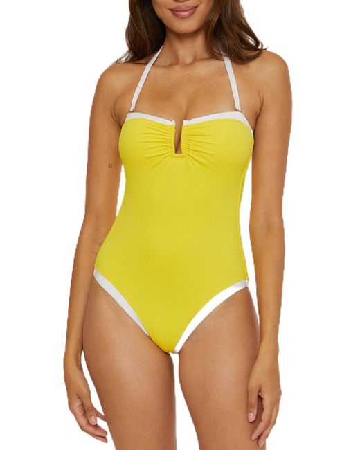Trina Turk Yellow S Courtside Bandeau Swimsuit