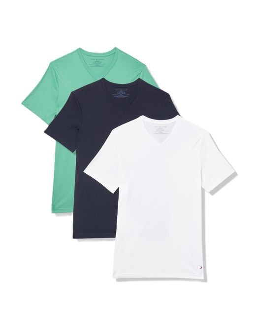 Tommy Hilfiger Blue Cotton Classics 3-pack V-neck Undershirts for men