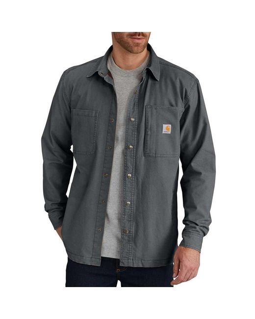 Carhartt Gray Big & Tall Rugged Flex Rigby Shirt Jacket for men