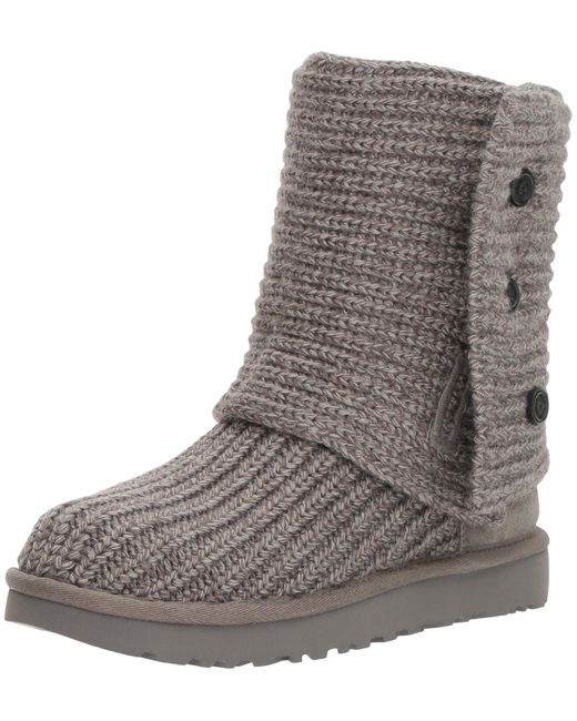 UGG Fur Classic Cardy Knit Boots in Grey (Gray) - Save 21% | Lyst