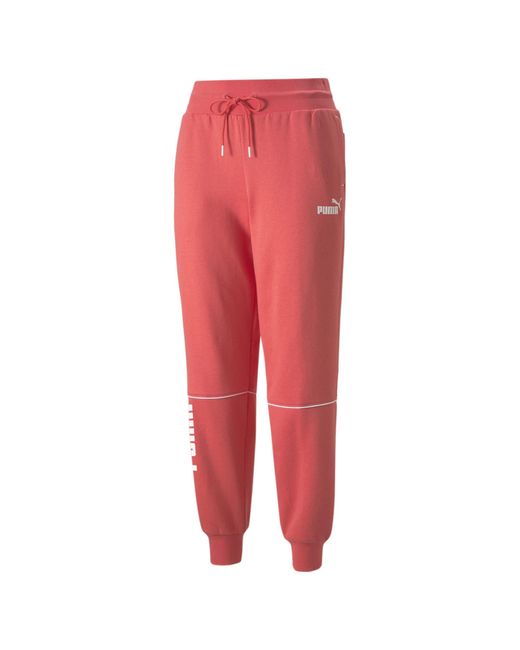 PUMA Red Power Colorblock High Waist Fleece Pants Sweatpants