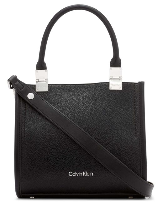 Calvin Klein Leather Sophia Triple Compartment Crossbody in Black