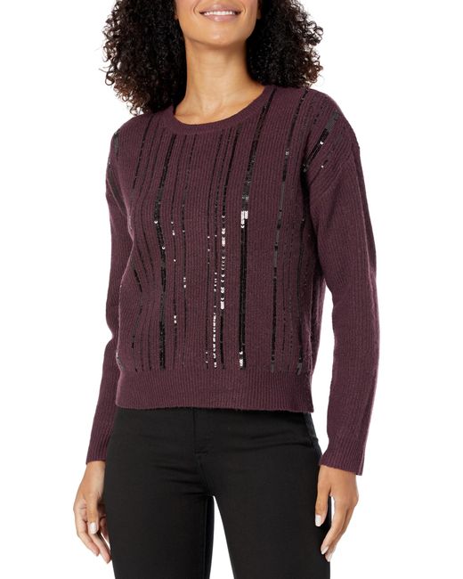 Calvin Klein Purple Sequin Crew Neck Long Sleeve Sweater