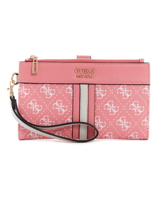 Guess Womens Kasinta Double Zip Organizer Wallet in Pink Save 4 Lyst