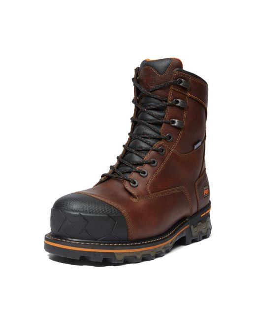 Timberland Brown Boondock 8 Inch Composite Safety Toe Puncture Resistant Insulated Waterproof Industrial Work Boot for men