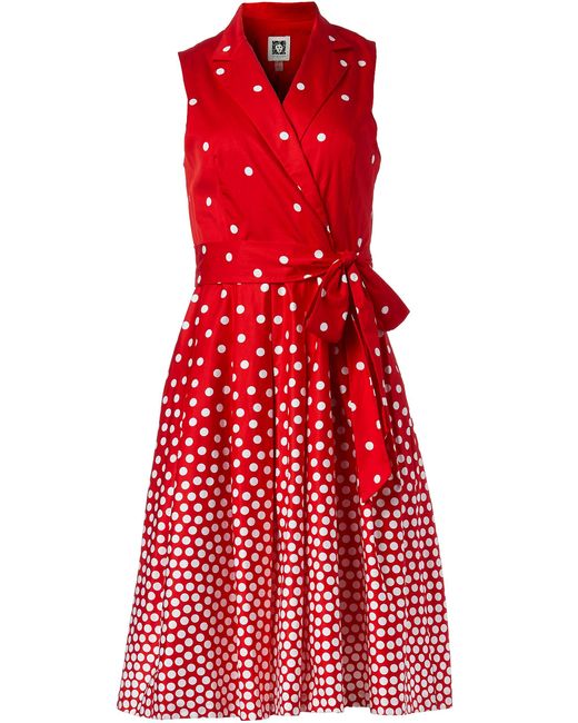 Anne Klein Red Notch Collar Wrap Dress