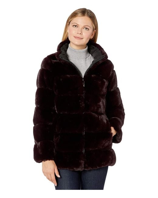Via Spiga Grooved Faux Fur Reversible, Via Spiga Reversible Faux Fur Hooded Coat