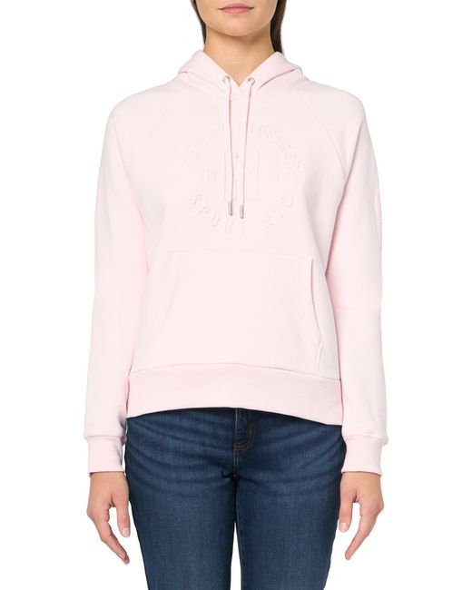 Tommy Hilfiger White Performance Fleece Hoodie With Embossed Logo,powder Pink,x-large
