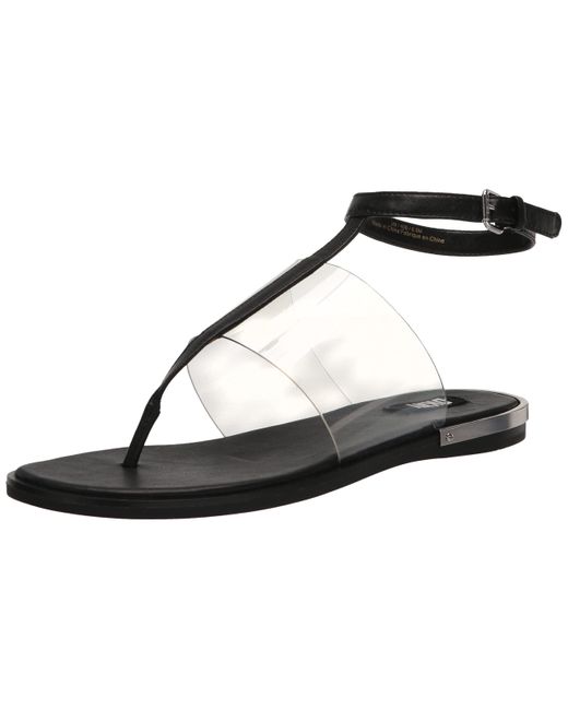 DKNY Essential Halcott Flat Sandal in Black | Lyst