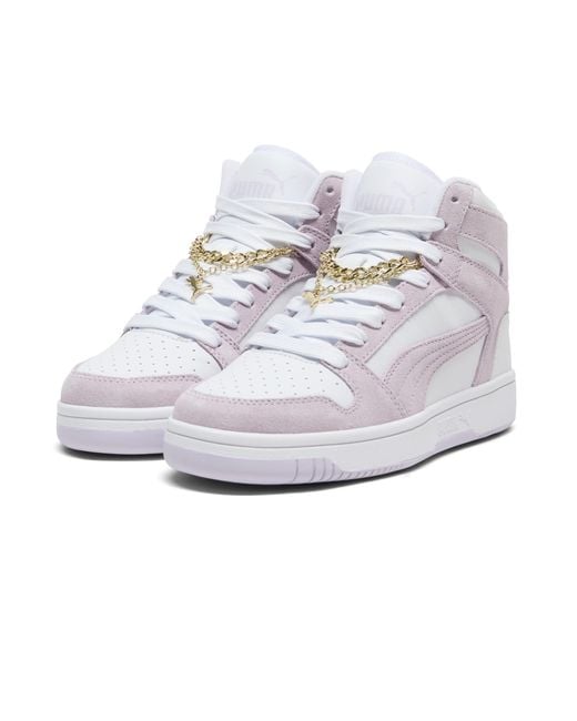 PUMA White Rebound Layup Mid Shoes