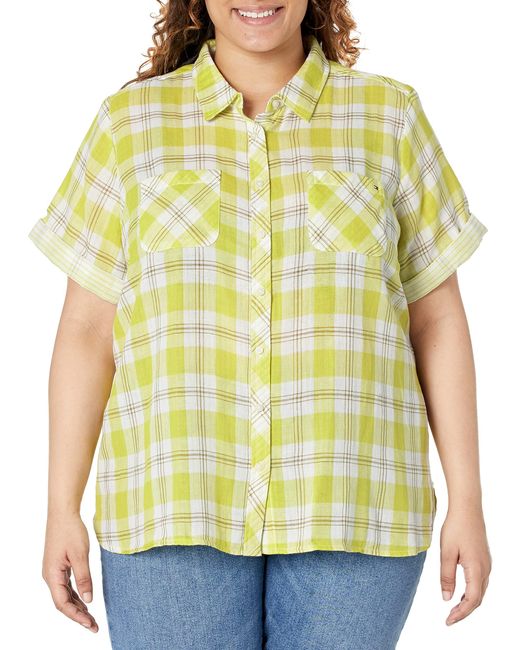 Tommy Hilfiger Yellow Plus Short Sleeve Camp Shirt