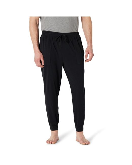 Amazon Essentials Black Knit Cotton Blend Jogger Pajama Pants for men
