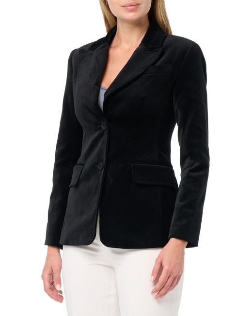 BCBGMAXAZRIA Black Long Sleeve V Neck Velvet Blazer Jacket
