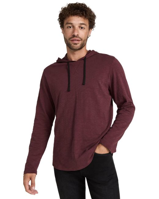 Vince Red Slub Popover Hoodie (Beet Root) Clothing for men