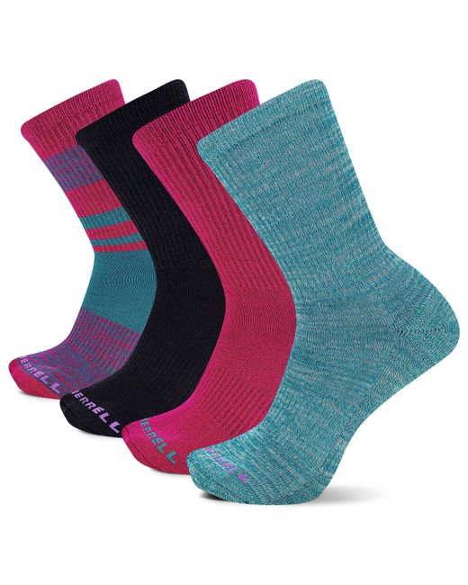 Merrell Blue Cushioned Midweight Crew Socks-4 Pair Pack- Moisture Agement And