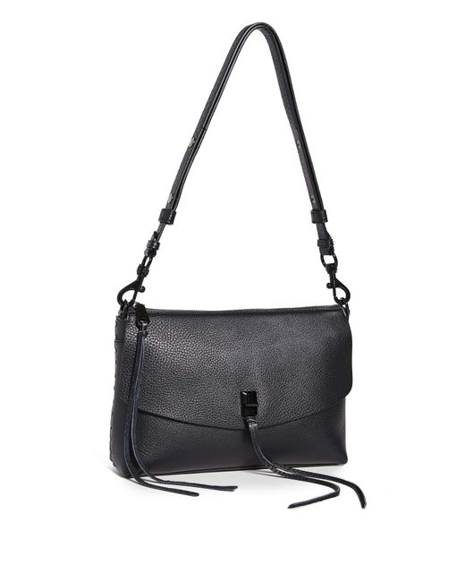 Rebecca Minkoff Leather Darren Top Zip Shoulder Bag in Black | Lyst