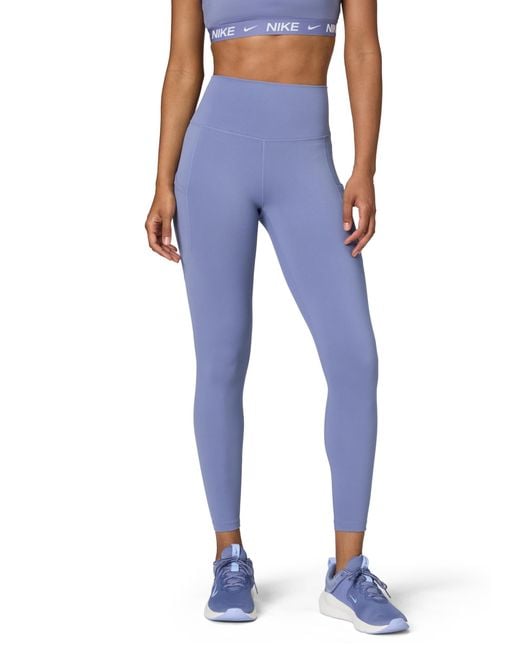 Nike Blue One High-waisted 7/8 Leggings With Pockets