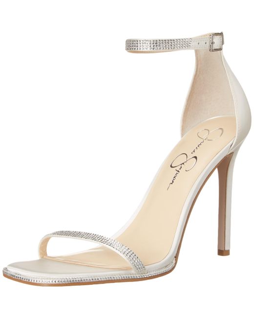 Jessica Simpson Ostey Ankle Strap Heeled Sandal in White | Lyst