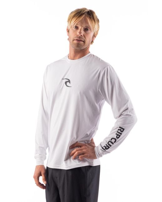 Rip Curl Gray Standard Long Sleeve Rashguard-upf 50+ Sun Protection Surf Shirt for men