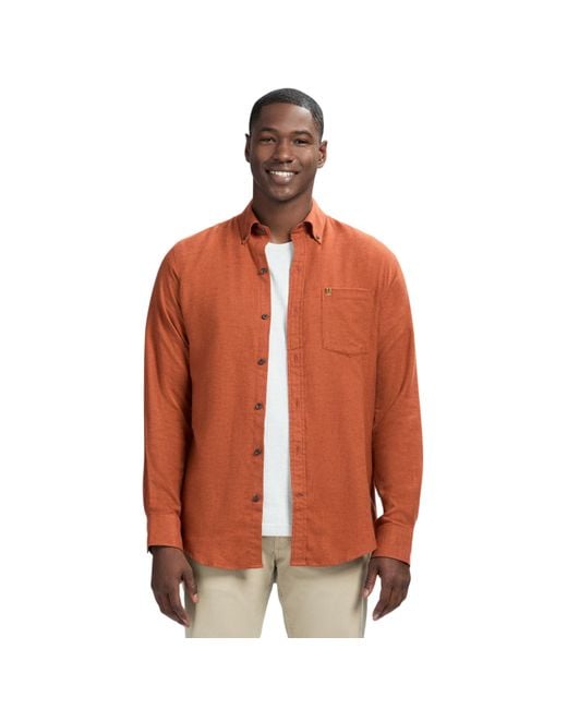 Izod Orange Stratton Flannel Long Sleeve Button Down Shirt for men