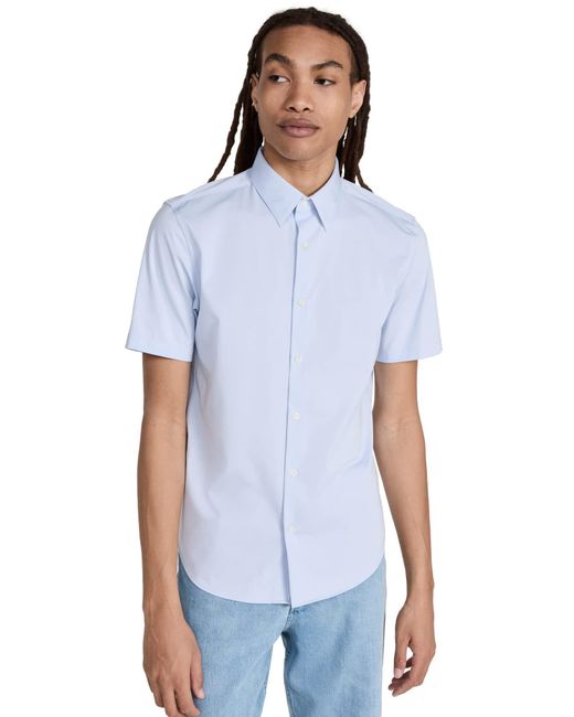 Theory Blue Structured Knit Irving Short Sleeve Shirt for men