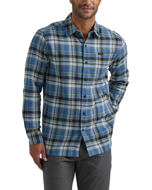 Lee Jeans Blue Extreme Motion All Purpose Long Sve Worker Shirt for men