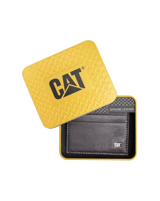 Caterpillar Yellow Card Holder With Enamel Logo for men