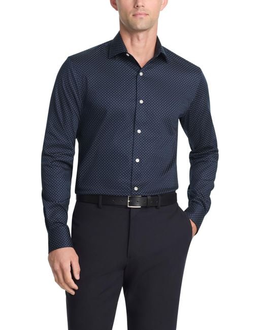 Tommy Hilfiger Blue Dress Shirt Slim Fit Essentials Navy Multi for men