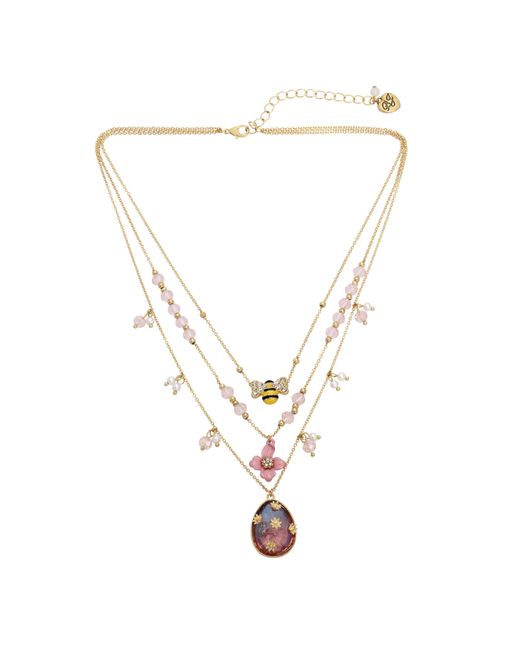 Betsey Johnson Metallic S Spring Charm Layered Necklace