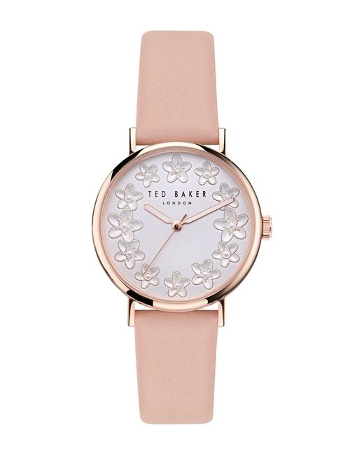 Ted Baker White Phylipa Ladies Blossom Pink Leather Strap Watch