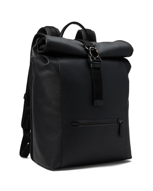 COACH Black Beck Roll Top Backpack In Pebble Leather for men