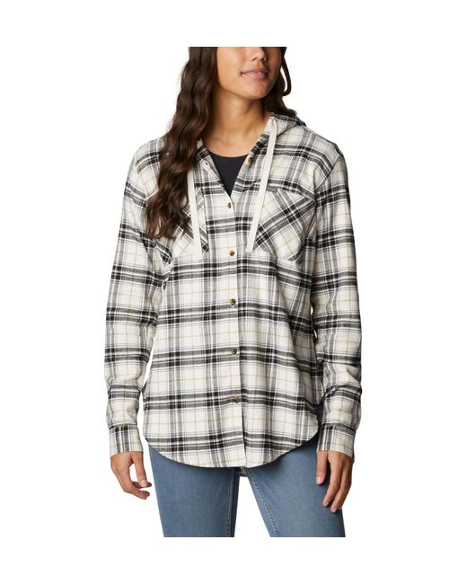 Columbia Anytime Stretch Hooded Long Sleeve Shirt in Gray | Lyst