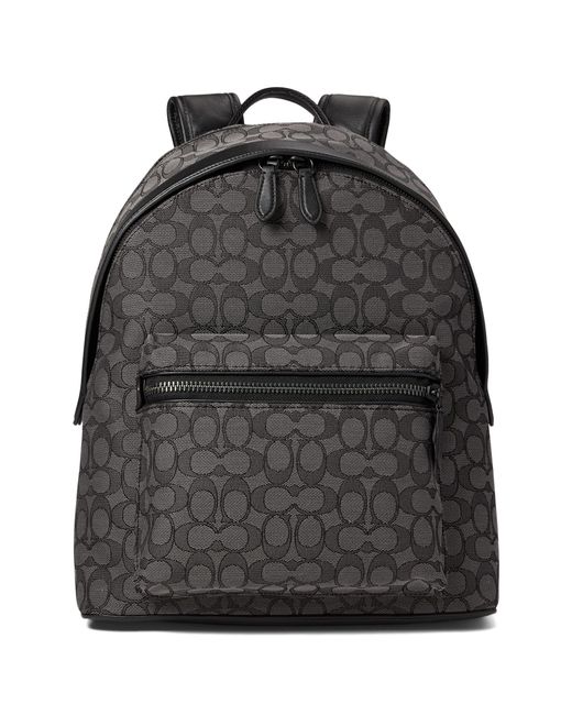 COACH Gray Charter Backpack In Signature Jacquard for men