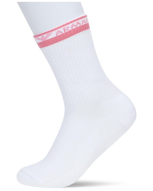 Emporio Armani White Logo Band 2-pack Short Socks for men