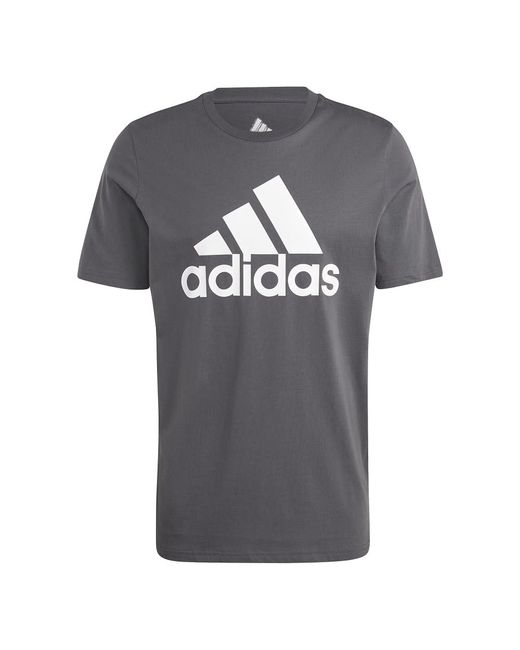 Adidas Gray Size Essentials Single Jersey 3-stripes T-shirt for men