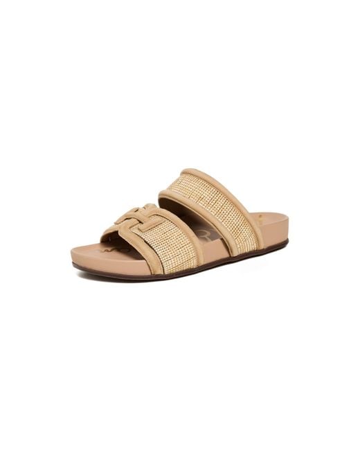 Sam Edelman White Rowan Slide Sandal Sand Dune Multi 8.5 Medium