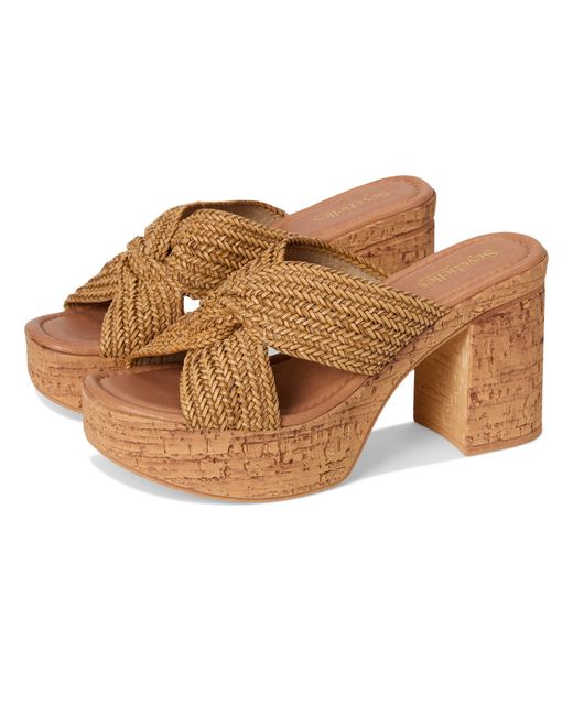 Seychelles Natural Adorned Raffia Platform Slide Heeled Sandal