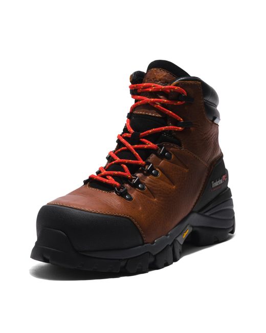 Timberland Brown Heritage Hyperion 6 Inch Composite Safety Toe Waterproof Industrial Hiker Work Boot for men