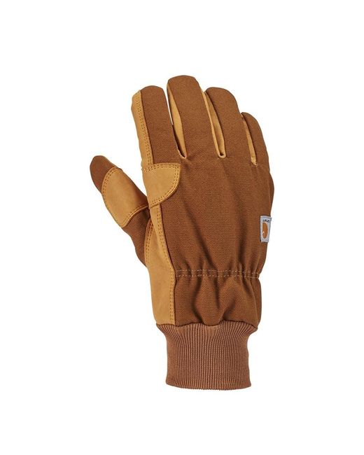 Carhartt Brown Insulated Duck Synthetic Leather Knit Cuff Glove