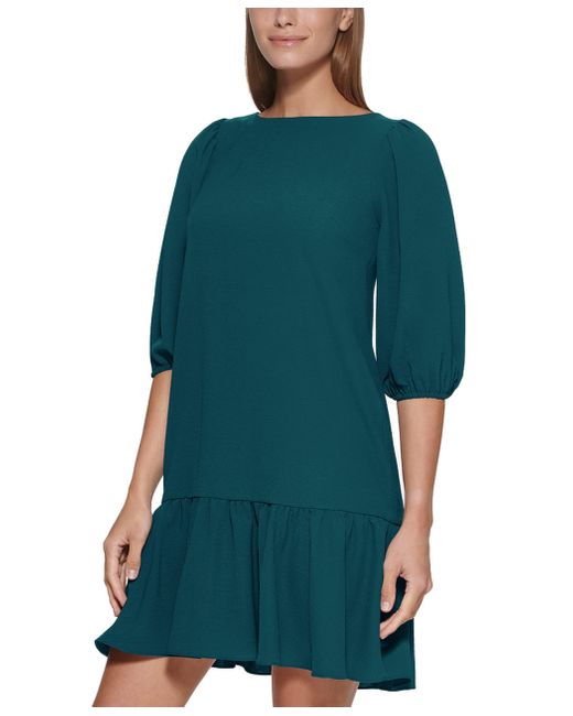 DKNY Green Womens Fit And Flare Trapeze Dress