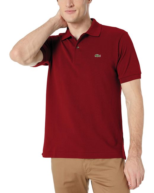 Lacoste Red S Short Sleeve L.12.12 Pique Polo Shirt for men