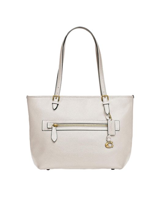 COACH White Polished Pebble Leather Taylor Tote