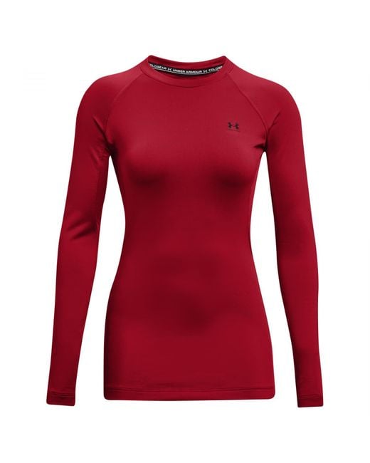 Under Armour Red S Authentics Long Sleeves Crew Neck T-shirt