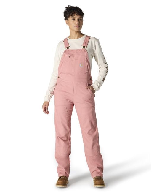 Carhartt Red Rugged Flex Loose Fit Canvas Bib Overall