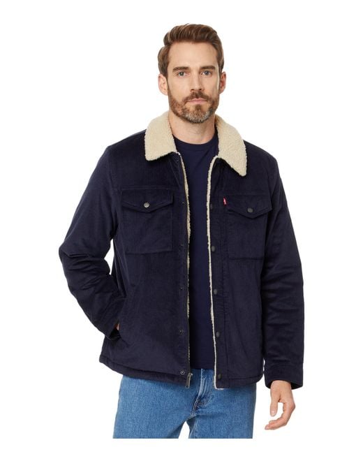 Levi s Corduroy Sherpa Lined Trucker Jacket in Blue for Men Lyst